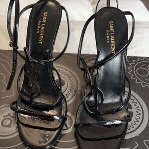 YSl patent leather monogram heels